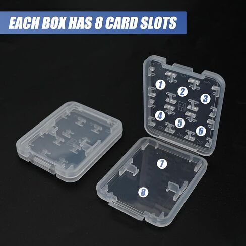 2pcs SD Plastic Memory Card Storage Case - Hard Card Holder for Micro SD, SDHC, TF, MS Cards 8 in 1 Reusable Plastic Memory Card Storage Case (Cards Not Included) in Saudi Arabia