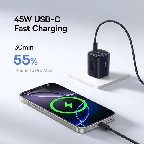 Baseus PICOGO 67W USB C Charger, Smallest 3 Port Fast Charging Block with Foldable Plug, PD/PPS for MacBook Air/Pro, iPhone 16/15 Series, Galaxy S25/24, Airpods 4 & More in Kuwait