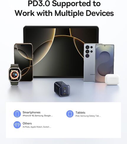 Baseus PICOGO 67W USB C Charger, Smallest 3 Port Fast Charging Block with Foldable Plug, PD/PPS for MacBook Air/Pro, iPhone 16/15 Series, Galaxy S25/24, Airpods 4 & More in Kuwait