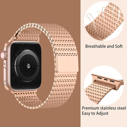 Magnetic Mesh Loop Band Compatible with Apple Watch Band 49mm 46mm 45mm 44mm 42mm 40mm 41mm 38mm Men Women, Stainless Steel Adjustable Metal Strap for iWatch Series 10 9 8 7 6 5 4 3 2 1 Ultra SE in Saudi Arabia