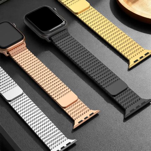 Magnetic Mesh Loop Band Compatible with Apple Watch Band 49mm 46mm 45mm 44mm 42mm 40mm 41mm 38mm Men Women, Stainless Steel Adjustable Metal Strap for iWatch Series 10 9 8 7 6 5 4 3 2 1 Ultra SE in Saudi Arabia