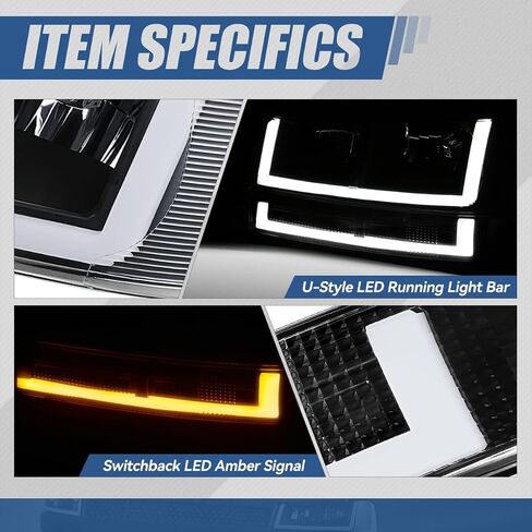 Auto Dynasty Headlights and Bumper Lamps Compatible with 03-24 Chevy Express GMC Savana 1500-4500, with Switchback E-LED DRL Running lights, Driver and Passenger Side, Smoked Lens Clear Corner in Saudi Arabia
