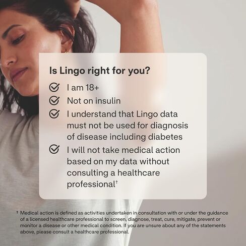 جهاز مراقبة الجلوكوز المستمر (CGM) والتطبيق من Lingo (عبوة من قطعتين). صنع بواسطة أبوت. تعرف على تأثير ما تأكله. جهاز استشعار بيولوجي واحد من Lingo يدوم لمدة تصل إلى 14 يومًا*. مصمم لجهاز iPhone 11 أو الإصدارات الأحدث. الولايات المتحدة فقط. in Saudi Arabia