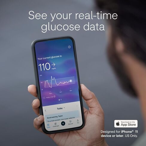 جهاز مراقبة الجلوكوز المستمر (CGM) والتطبيق من Lingo (عبوة من قطعتين). صنع بواسطة أبوت. تعرف على تأثير ما تأكله. جهاز استشعار بيولوجي واحد من Lingo يدوم لمدة تصل إلى 14 يومًا*. مصمم لجهاز iPhone 11 أو الإصدارات الأحدث. الولايات المتحدة فقط. in Saudi Arabia