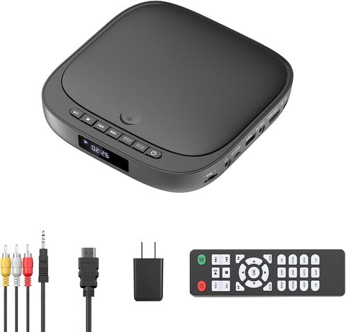 Mini DVD Player with HDMI, Small DVD Player That Plays All Regions and Formats, DVD CD Players for TV Support 1080P Video, AV Output, USB/TF Card Input, Remote Control in Kuwait