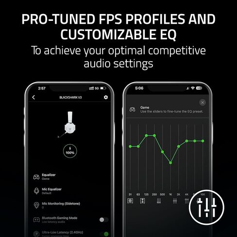 سماعة ألعاب لاسلكية Razer Blackshark V3 للكمبيوتر الشخصي: برامج تشغيل 50 مم - ميكروفون عريضين للغاية - 2.4 جيجا هرتز ، بلوتوث ، USB - يعمل مع Mac ، PS5 ، Nintendo Switch ، الهاتف الذكي - بطارية 70 ساعة - أسود in Kuwait