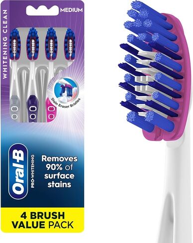Oral-B Pro-Flex Stain Eraser Manual Toothbrush, Medium, 4 Count in Kuwait