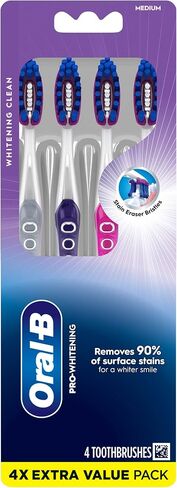 Oral-B Pro-Flex Stain Eraser Manual Toothbrush, Medium, 4 Count in Kuwait