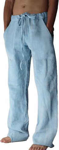 Men's Casual Loose Fit Pants Drawstring Comfy Beach Pants in Saudi Arabia
