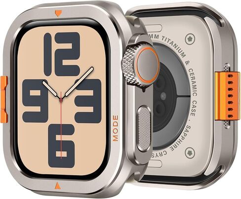 2 في 1 علبة معدنية متوافقة مع Apple Watch Ultra 2/Ultra 49mm ، المصد المعدني الواقي الوعرة مع الغطاء الخلفي لـ IWatch 49mm ، التيتانيوم الطبيعي in Kuwait