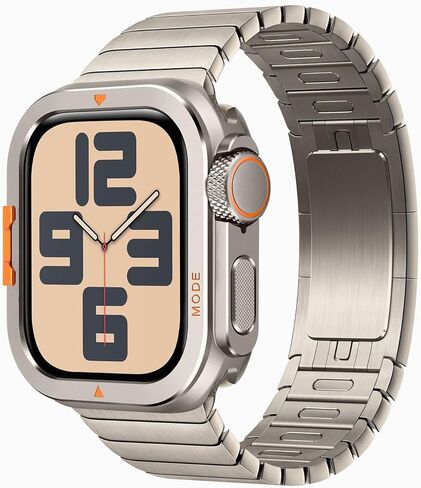 2 في 1 علبة معدنية متوافقة مع Apple Watch Ultra 2/Ultra 49mm ، المصد المعدني الواقي الوعرة مع الغطاء الخلفي لـ IWatch 49mm ، التيتانيوم الطبيعي in Kuwait