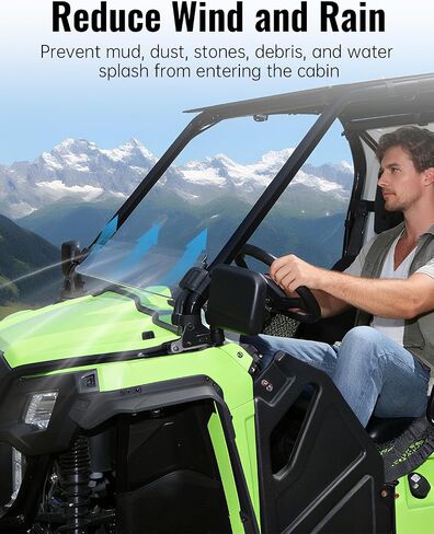 زجاج أمامي كامل لسيارة Honda Pioneer 520 500 2015-2025، زجاج أمامي شفاف مطلي بالصلب بفتحات تهوية كاملة للزجاج الأمامي لسيارة Honda Pioneer 520 2021-2023 2025/ Pioneer 500 2015-2023 in Kuwait