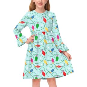 BesserBay Girls Christmas Long Bell Sleeve Pleated Midi Dress Size 5-14 Years in Saudi Arabia