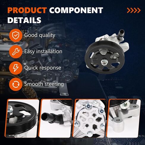 21-5168 مضخة توجيه كهربائية مع بكرة، تناسب 1998 1999 2000 2001 2002 Corolla 1.8L، 1998-2002 Prizm 1.8L، مضخة مساعدة الطاقة ذات الجودة الأصلية، استبدل OE 443200 in Saudi Arabia