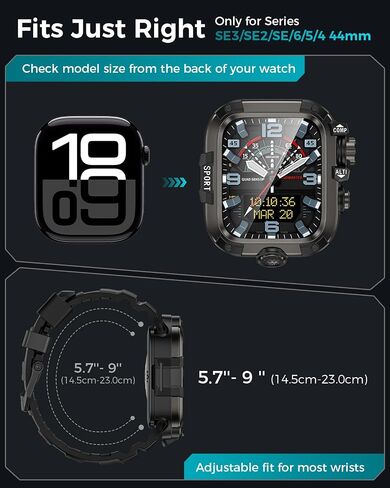 Goton Rugged Case and Band Kit لـ Apple Watch 49mm 46mm 44mm 45mm 45 مم مع واقي الشاشة ، لسلسلة Apple Watch Ultra2/Ultra/S2/SE 10/9/8/7/6/5/4 ، غطاء مصدٍ للمعادن الكامل+PC مع شريط السيليكون in Saudi Arabia