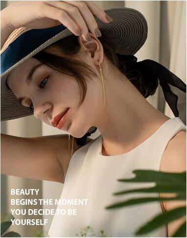 أقراط متدلية بخيوط ذهبية للنساء أقراط متدلية فضية طويلة بشرابة مبهرة لحفلات الزفاف والحفلة الراقصة in Kuwait