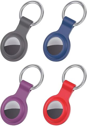 4 Pack Airtag Case Keychain Holder - Colorful Shockproof Silicone Cover with Key Ring for Apple Airtag Accessories (Pets/Kids/Keys)(Orange+Pink+Yellow+Mint Green) in Saudi Arabia
