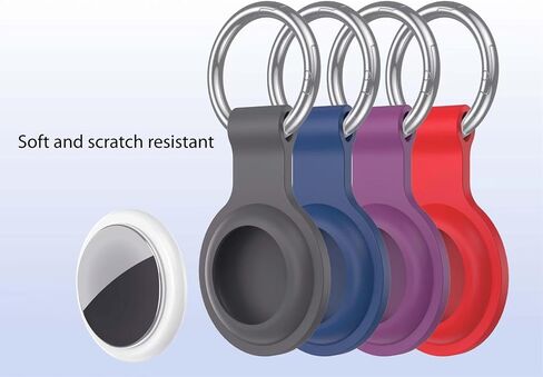 4 Pack Airtag Case Keychain Holder - Colorful Shockproof Silicone Cover with Key Ring for Apple Airtag Accessories (Pets/Kids/Keys)(Orange+Pink+Yellow+Mint Green) in Saudi Arabia