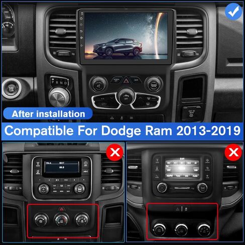 Car Radio Stereo for Dodge Ram 2013-2019 1500 2500 3500 Built in Carplay/Android Auto 9 inch Head Unit 2G RAM 32G ROM with DSP BT GPS FM WiFi Automatic AC in Saudi Arabia