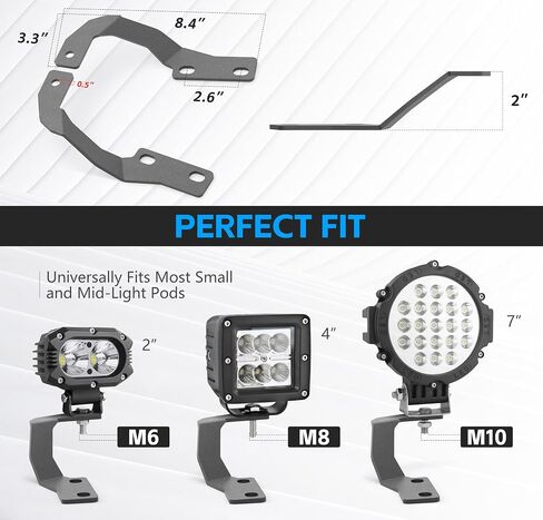 Hood Hinges Ditch Light Brackets Compatible with 2015-2022 Chevy Chevrolet Colorado & 2015-2021 GMC Canyon, Mount Lighting Bracket Kit for Auxiliary Off Road LED Work Pod Light (2PCS, Black) in Saudi Arabia