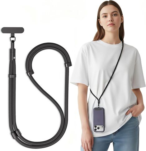 3-in-1 Phone Lanyard Crossbody/Neck/Wrist, Adjustable Strap with Tether Tab | 3 Ways Wear, Tether Tab & Loop Strap, Alloy Clasp, Multi-Use for Phone/Camera/Keys, Hands-Free Convenience in Kuwait