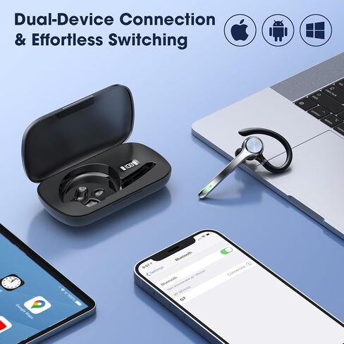 سماعة رأس Bluetooth ، سماعة أذن لاسلكية مع ميكروفون لإلغاء الضوضاء الصوتية ، ودعم 500 مللي أمبير في الساعة وقت الحوار 72 ساعة ، سماعات خالية من اليدين مع زر كتم الصوت للهواتف المحمولة الشاحنة in Kuwait