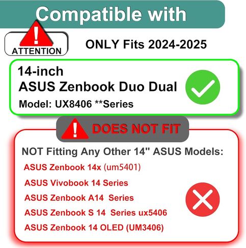 2 Pack Tempered Glass Screen Protector for ASUS Zenbook Duo 2-in-1 Laptop Dual 14" OLED (UX8406) Touch Display -Ultra Clear -9H Hardness -Anti Scratch (1 Sets - Primary and Secondary Screens) in Saudi Arabia