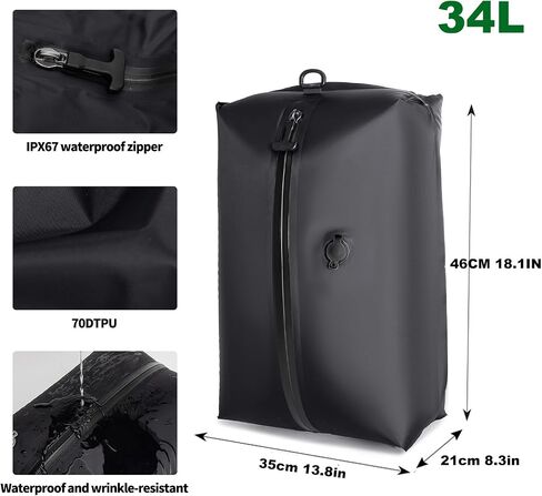 Vacuum Bags for Travel Luggage with Pump, Reusable Space Saver Waterproof Compression Bags for Suitcase,Travel Backpack, Vacuum Seal Packing cube for Storage Organizer Cloth Packing(2PCS + 1PUMP-17L) in Saudi Arabia
