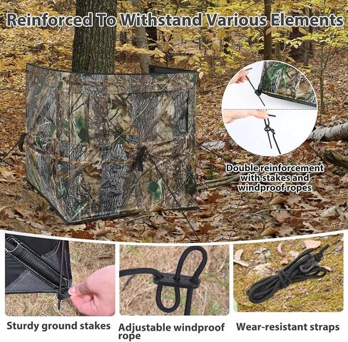 Hunting Blind, 360 Degree See Through Ground Blind, 2/3 Person Pop Up Deer Blinds with Carrying Bag Camouflage Blinds for Deer Turkey Duck in Kuwait