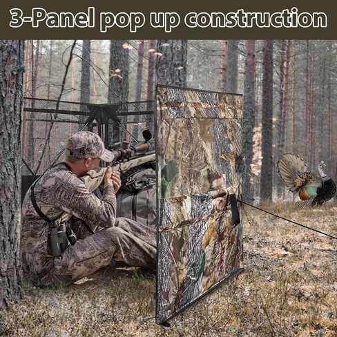 Hunting Blind, 360 Degree See Through Ground Blind, 2/3 Person Pop Up Deer Blinds with Carrying Bag Camouflage Blinds for Deer Turkey Duck in Kuwait