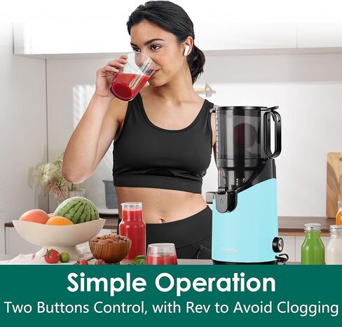 آلات عصير الصحافة الباردة بطيئة آلات العصير مضغ بطيئة مع 1.1 لتر مزلق تغذية كبيرة تتناسب مع الفواكه والخضروات الكاملة سهلة التغذية الذاتية نظيفة ، عائد عصير عالي ، خالية من BPA (حبر أسود) in Kuwait