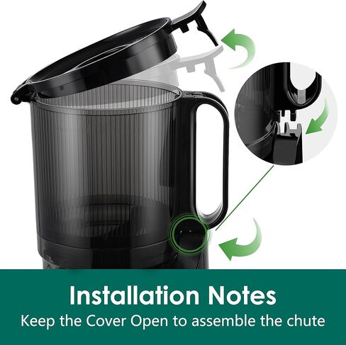 آلات عصير الصحافة الباردة بطيئة آلات العصير مضغ بطيئة مع 1.1 لتر مزلق تغذية كبيرة تتناسب مع الفواكه والخضروات الكاملة سهلة التغذية الذاتية نظيفة ، عائد عصير عالي ، خالية من BPA (حبر أسود) in Kuwait