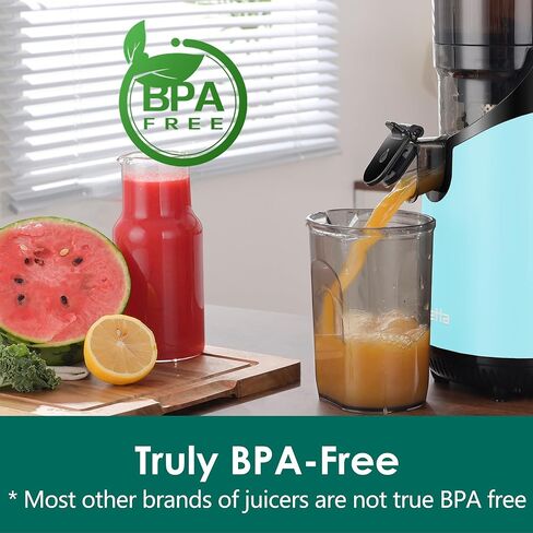 آلات عصير الصحافة الباردة بطيئة آلات العصير مضغ بطيئة مع 1.1 لتر مزلق تغذية كبيرة تتناسب مع الفواكه والخضروات الكاملة سهلة التغذية الذاتية نظيفة ، عائد عصير عالي ، خالية من BPA (حبر أسود) in Kuwait