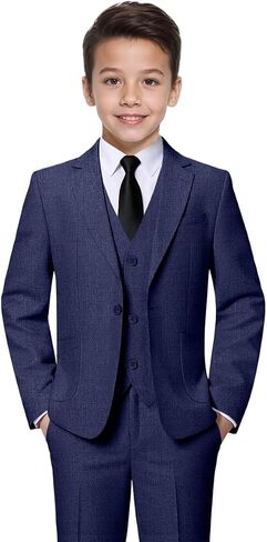 Kids Suits for Boys Casual Lightweight Beach Wedding Outfit Boys 3 Piece Jacket Vest Pants Suit in Kuwait