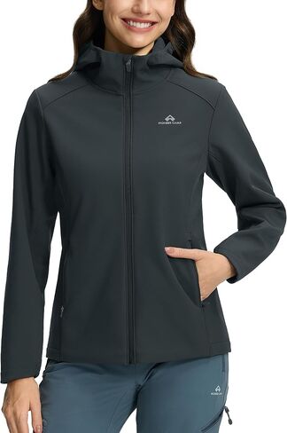 Pioneer Camp Women's Softshell Jacket Fleece Lined with Hood 30k Waterproof Lightweight Warm Windbreaker for Outdoor Hiking in Saudi Arabia