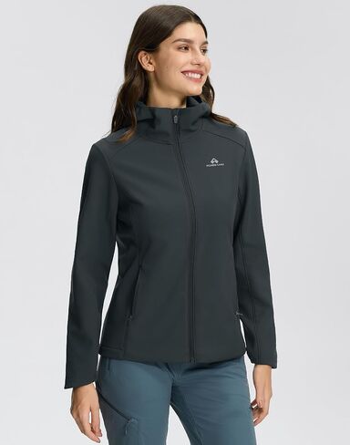 Pioneer Camp Women's Softshell Jacket Fleece Lined with Hood 30k Waterproof Lightweight Warm Windbreaker for Outdoor Hiking in Saudi Arabia
