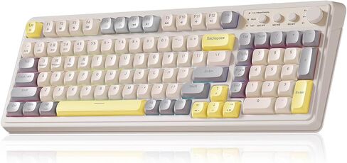 AULA S99 Gaming Keyboard, Wireless Computer Keyboards, Tri-Mode Bluetooth/2.4GHz/USB-C Custom Creamy Keyboard with Number Pad, RGB Backlit Media Knob Cute Programmable Keyboard for PC Gamer - Green in Saudi Arabia