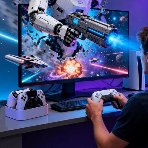 محطة شاحن PS5 Newdery متوافقة مع وحدة تحكم DualSense Edge ، وقفص الشحن السريع مع الكابل ، ومحطة الشحن المزدوجة ل PlayStation 5 & DualSense Edge Controller in Saudi Arabia