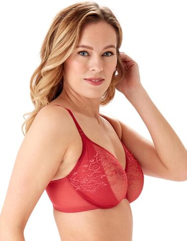 Gossard Women's Glossies Lace Semi-Sheer Underwire Bra- Everyday Basic, Adjustable Straps, Red (Chilli Red), 32FF in Saudi Arabia