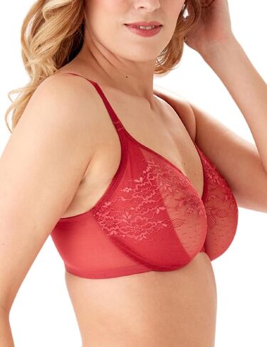 Gossard Women's Glossies Lace Semi-Sheer Underwire Bra- Everyday Basic, Adjustable Straps, Red (Chilli Red), 32FF in Saudi Arabia