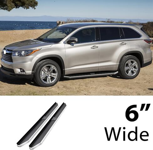لوحة الجري HD Ridez مقاس 6 بوصات باللون الفضي متوافقة مع Toyota Highlander 2014-2019 (قضبان جانبية لخطوات Nerf Bar) in Saudi Arabia