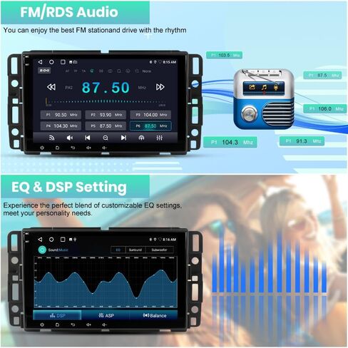 8" Touch Screen Radio for Chevy Silverado Tahoe Impala GMC Sierra Yukon, Silverado Stereo 2007-2013 with CarPlay/Android Auto, DSP/SWC AM FM (2GB+64GB) in Saudi Arabia