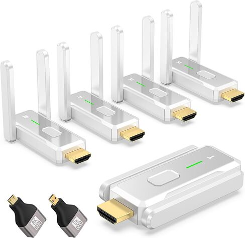 جهاز إرسال HDMI اللاسلكي و 2 أجهزة استقبال 500 قدم/150 مترًا ، 2.4 جم+5G توصيل وتشغيل Wireless Wireless HDMI Flitter 1 على شاشات متعددة للفيديو والصوت للمراقبة من الكمبيوتر المحمول/مربع/جهاز التلفزيون in Kuwait