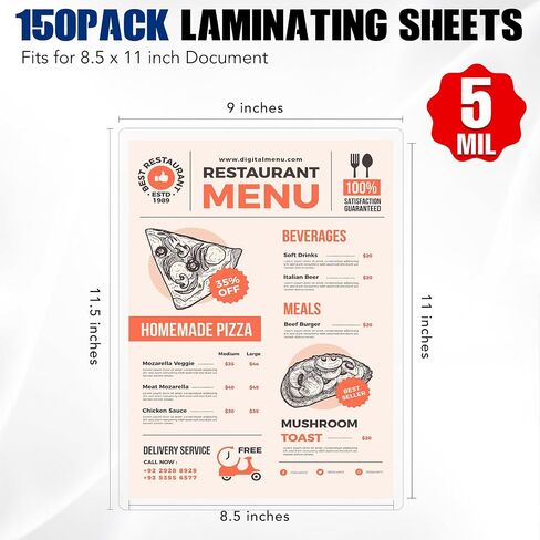 600 Pack Laminating Sheets, 3 Mil, 9 x 11.5 Inches Thermal Laminating Pouches Lamination Sheet Paper for Laminator, Clear, Letter Size, Office and School Supplies in Saudi Arabia