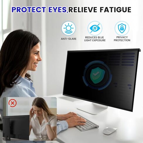 Hanging 32 Inch Computer Privacy Screen Filter, Hanging Computer Screen Privacy Cover, Compatible with, 32 Inch 16:9 Widescreen Monitors, Protect Eyes from Glare and Blue Light in Saudi Arabia