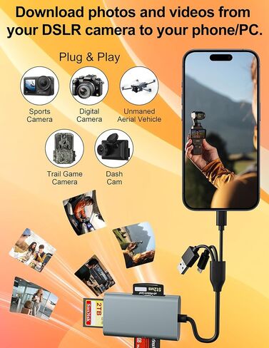 محول Memory Stick Pro Duo-قارئ بطاقة ذاكرة متعددة في 4-in-1 مع Lightning/USB-C/USB-A لـ SD/Micro SD/MS/XD-Picture-Card ، Sony Cybershot Memory Stick Adapter لـ iPhone/Android/PC in Saudi Arabia