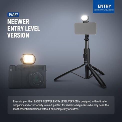 NEEWER Basic Phone Tripod for iPhone & Camera w/Remote & Phone Holder, 66" Metal Selfie Stick Travel Vlog Cell Phone Stand, Portable Camera Cellphone Holder Mount for Video Recording Filming, TS03 in Saudi Arabia