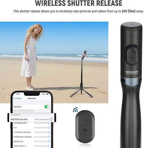 NEEWER Basic Phone Tripod for iPhone & Camera w/Remote & Phone Holder, 66" Metal Selfie Stick Travel Vlog Cell Phone Stand, Portable Camera Cellphone Holder Mount for Video Recording Filming, TS03 in Saudi Arabia