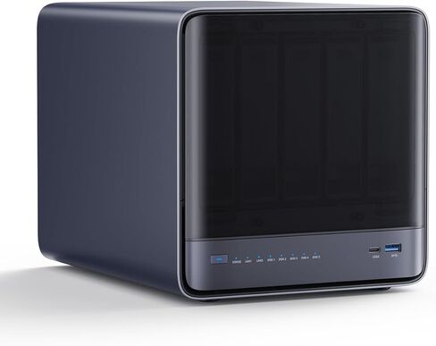 MINISFORUM N5 Pro 5-Bay Desktop AI NAS, AMD Ryzen AI 9 HX PRO 370(12C/24T) CPU, 16GB DDR5, 128G SSD, 1x10GbE, 1x5GbE, 2xUSB4, 8K HDMI, OCuLink, 1xM.2+2xU.2/M.2 Slot, Network Attached Storage(Diskless) in Kuwait