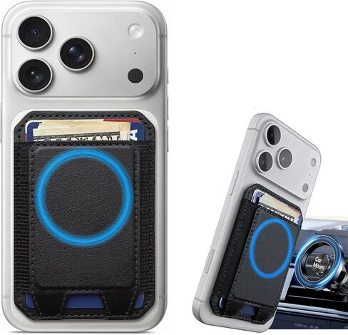 For MagSafe Wallet silm with stand, Magnetic Wallet for iPhone 16/15/14/13/12 series, 7 Cards Holder, Magnetic Phone Wallets, Leather Minimalist Slim RFID for iPhone Wallets, Black in Saudi Arabia